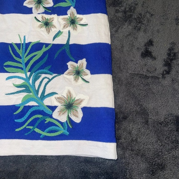 NWT Juicy Couture Seaside Hibiscus Stripe Embroidered Lace-Up Neck Dress - Picture 4 of 10